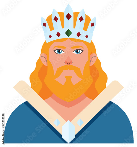Regal King with Crown Illustration