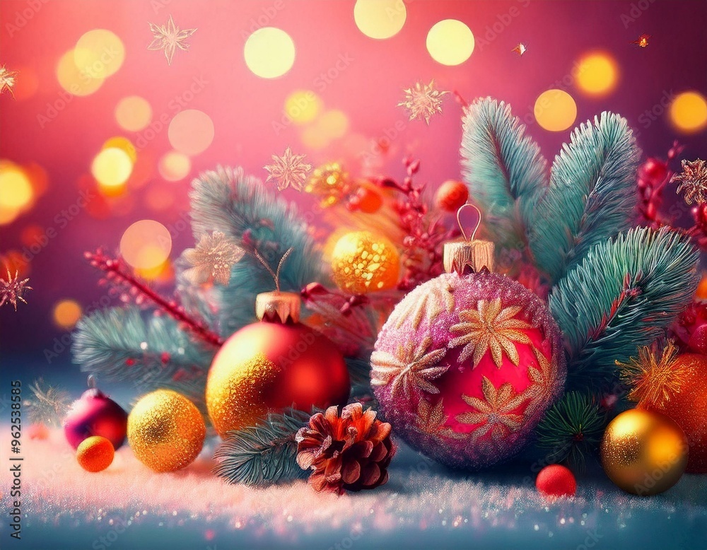 Obraz premium christmas background with christmas tree and decorations