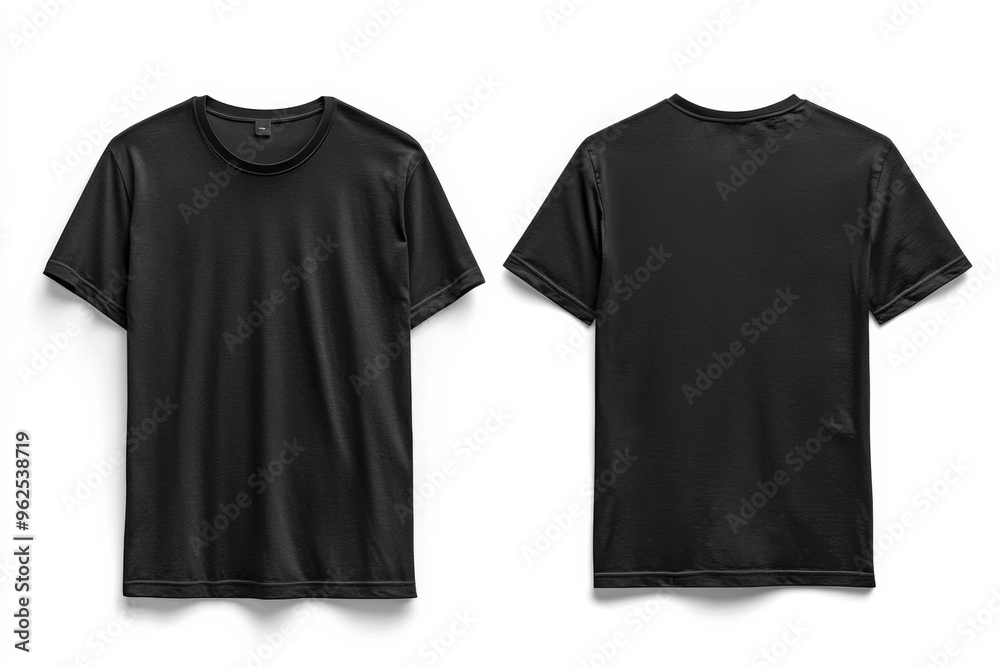 Naklejka premium Black Tshirt Mockup Front and Back Isolated created with Generative AI