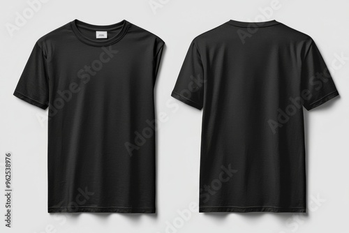 Black Tshirt Mockup Front and Back Isolated created with Generative AI