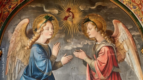 A 16th-century painting of the Annunciation by Simone Peterzano in the Chiesa di Santa Maria della Passione. A captivating work of religious art and Renaissance mastery.

 photo