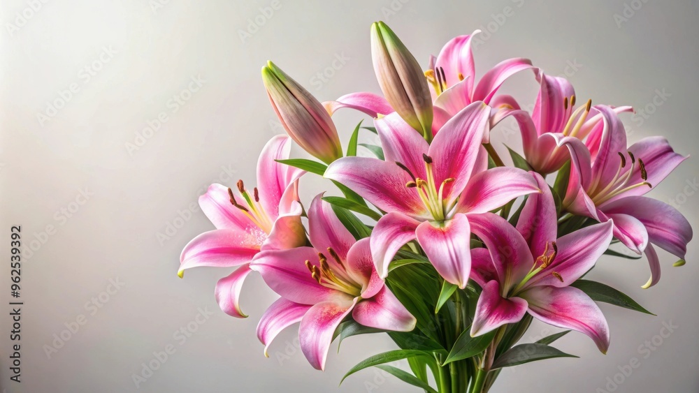 Pink lily flower bouquet isolated on background, pink, lily, flower, bouquet, isolated,background, floral, elegant Pink lily flower bouquet isolated on background, pink, lily, flower, bouquet, isolated,background, floral, elegant