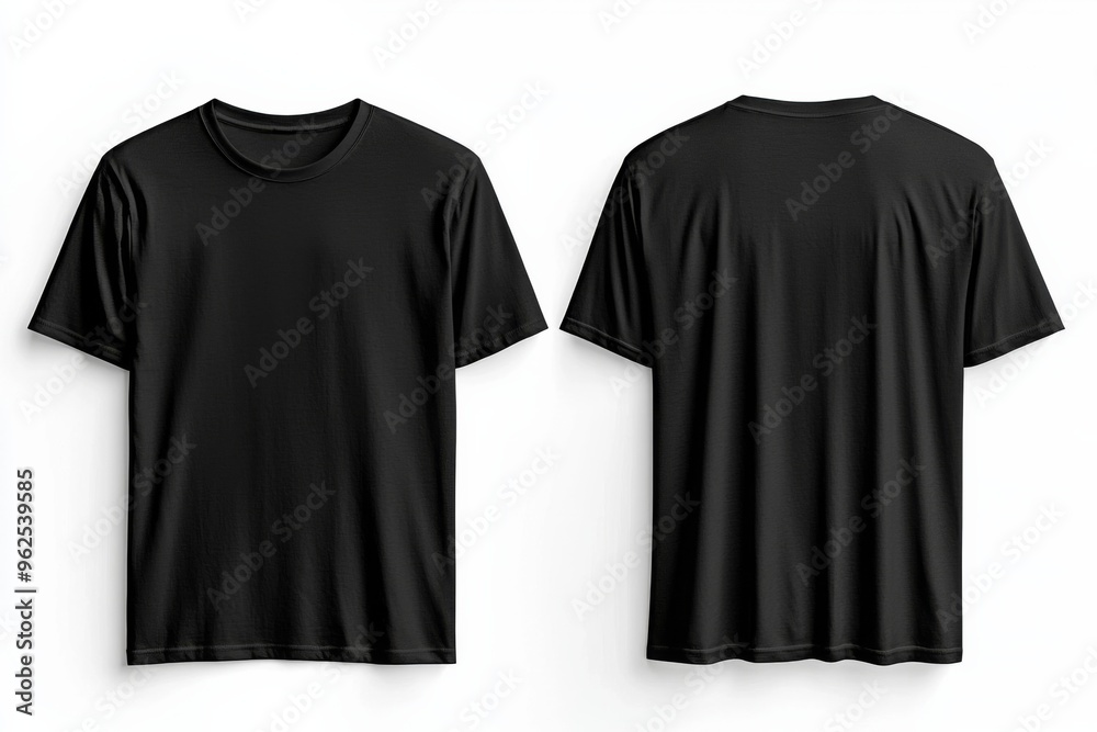 Black Tshirt Mockup Front and Back Isolated created with Generative AI Black Tshirt Mockup Front and Back Isolated created with Generative AI