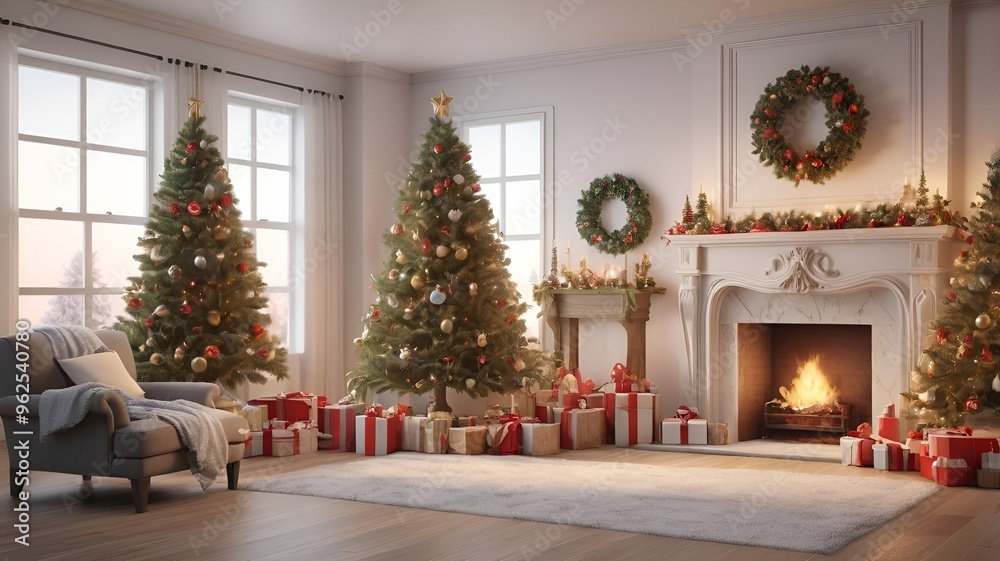  home christmas tree with christmas decorations