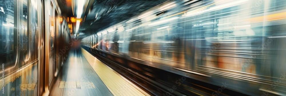 Obraz na plátně Blurred Motion of an Underground Train