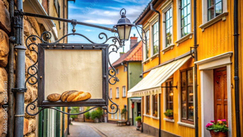 Fototapeta premium Vintage sign outside a bakery in Oregrund, Sweden , Oregrund, Sweden, landmark, vintage, sign, bakery, Konditori