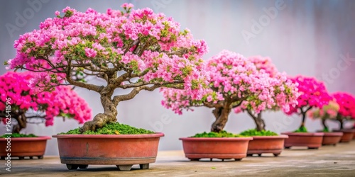 Pink flowering bonsai trees with intricate blooms on background, Bonsai, Pink, Flowers, Blooms, Detailed, Ornamental