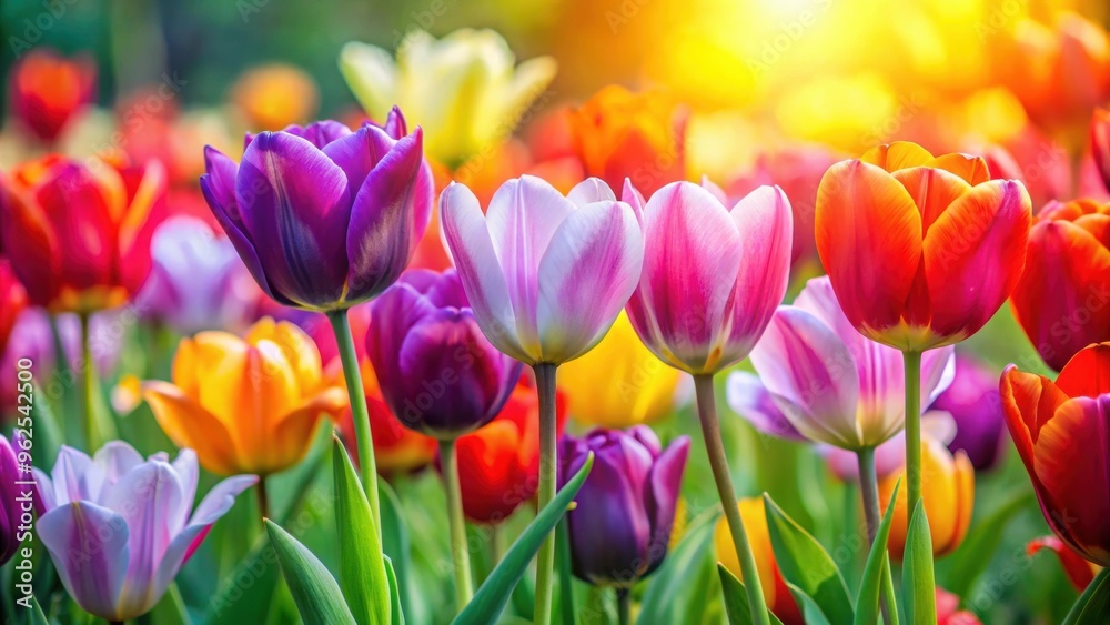 Vibrant and colorful tulip flowers in full bloom , spring, garden, nature, beauty, petals, flora, vibrant, colorful Vibrant and colorful tulip flowers in full bloom , spring, garden, nature, beauty, petals, flora, vibrant, colorful