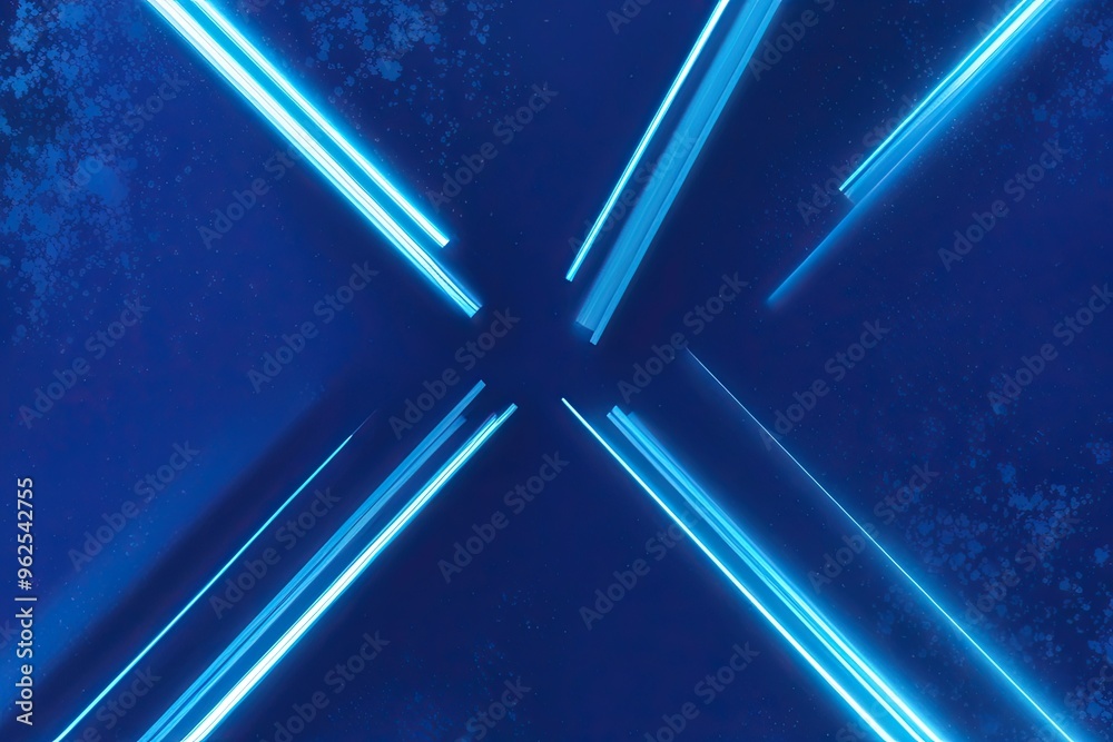 Obraz premium Vibrant Cyan Streaks on Rich Blue Background with Textured Gradient Effect