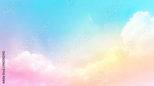 Soft pastel clouds drifting across a vibrant sky during a serene sunset moment