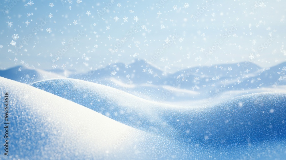 Snow-Covered Hills with Falling Snowflakes Snow-Covered Hills with Falling Snowflakes