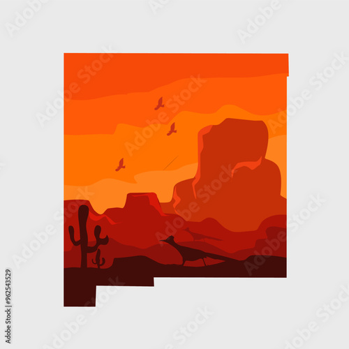 New Mexico Road Runner Bird and Desert perfect for print, apparel, sticker, etc