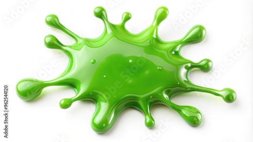Green slime splat on white background, slime, green, gooey, messy, texture, wet, sticky, blob, slimy, gross, fun, playful