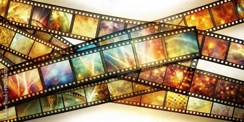 Abstract collage of celluloid film strips, abstract, collage, film, celluloid, vintage, retro, cinema, background, artistic