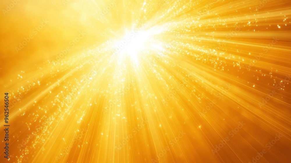 Obraz premium Radiant Golden Light Burst with Sparkling Particles and Glowing Rays for Abstract Backgrounds and Creative Designs