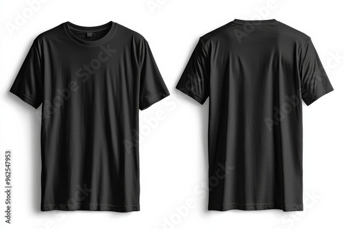 Black Tshirt Mockup Front and Back Isolated created with Generative AI