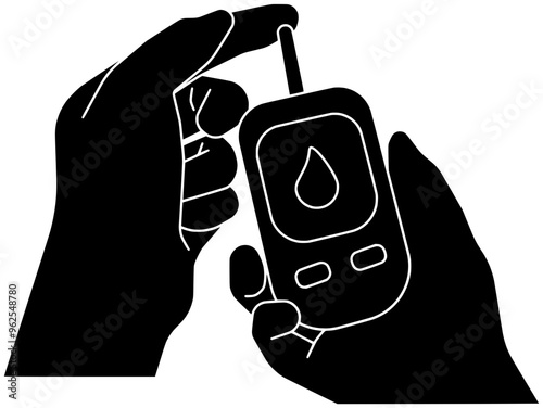 diabetes illustration health silhouette glucometer logo medical icon test outline glucose disease sugar diabetic illness insulin care medicine treatment shape and vector graphic background