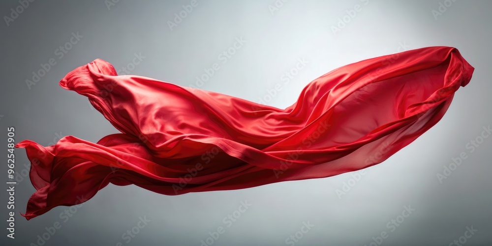 Red cloth flutters in the wind, fabric, textile, material, motion, movement, fluttering, flowing, vibrant, bold, red, colorful, dynamic
