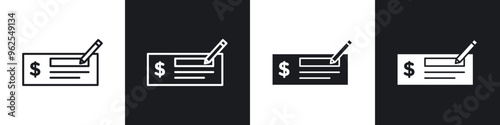 Money check line icon vector illustration set.