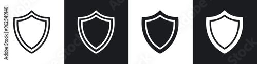Shield line icon vector illustration set.