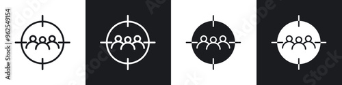 Target audience line icon vector illustration set.