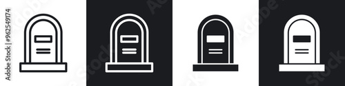 Tombstone line icon vector illustration set.