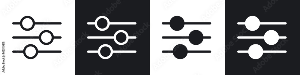 Settings sliders line icon vector illustration set. Settings sliders line icon vector illustration set.