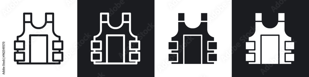 Bulletproof vest line icon vector illustration set. Bulletproof vest line icon vector illustration set.