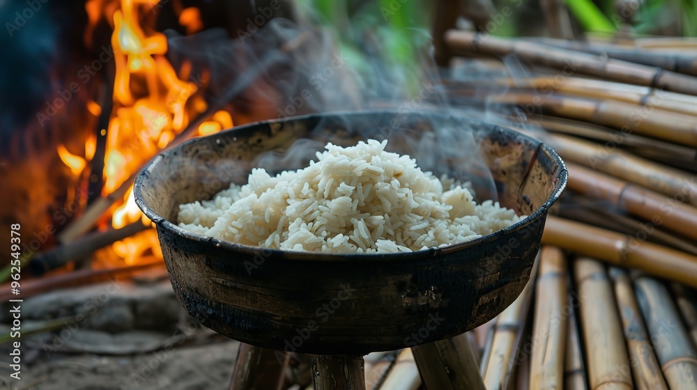Traditional style cooking bamboo rice Traditional style cooking bamboo rice