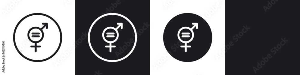 Gender equality line icon vector illustration set. Gender equality line icon vector illustration set.