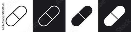 Capsule line icon vector illustration set.