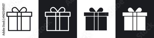 Gift box line icon vector illustration set.