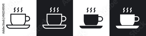 Hot coffee cup line icon vector illustration set.