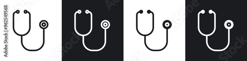 Stethoscope line icon vector illustration set.