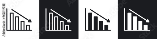 Reduction chart line icon vector illustration set.