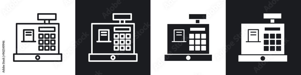 Cash register line icon vector illustration set. Cash register line icon vector illustration set.