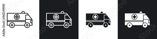 Ambulance line icon vector illustration set.