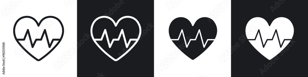 Heart rate line icon vector illustration set.
