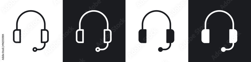 Support headset line icon vector illustration set. Support headset line icon vector illustration set.