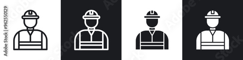 Worker line icon vector illustration set.
