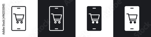 Online shopping line icon vector illustration set.