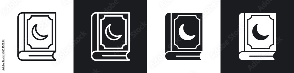Quran book line icon vector illustration set. Quran book line icon vector illustration set.