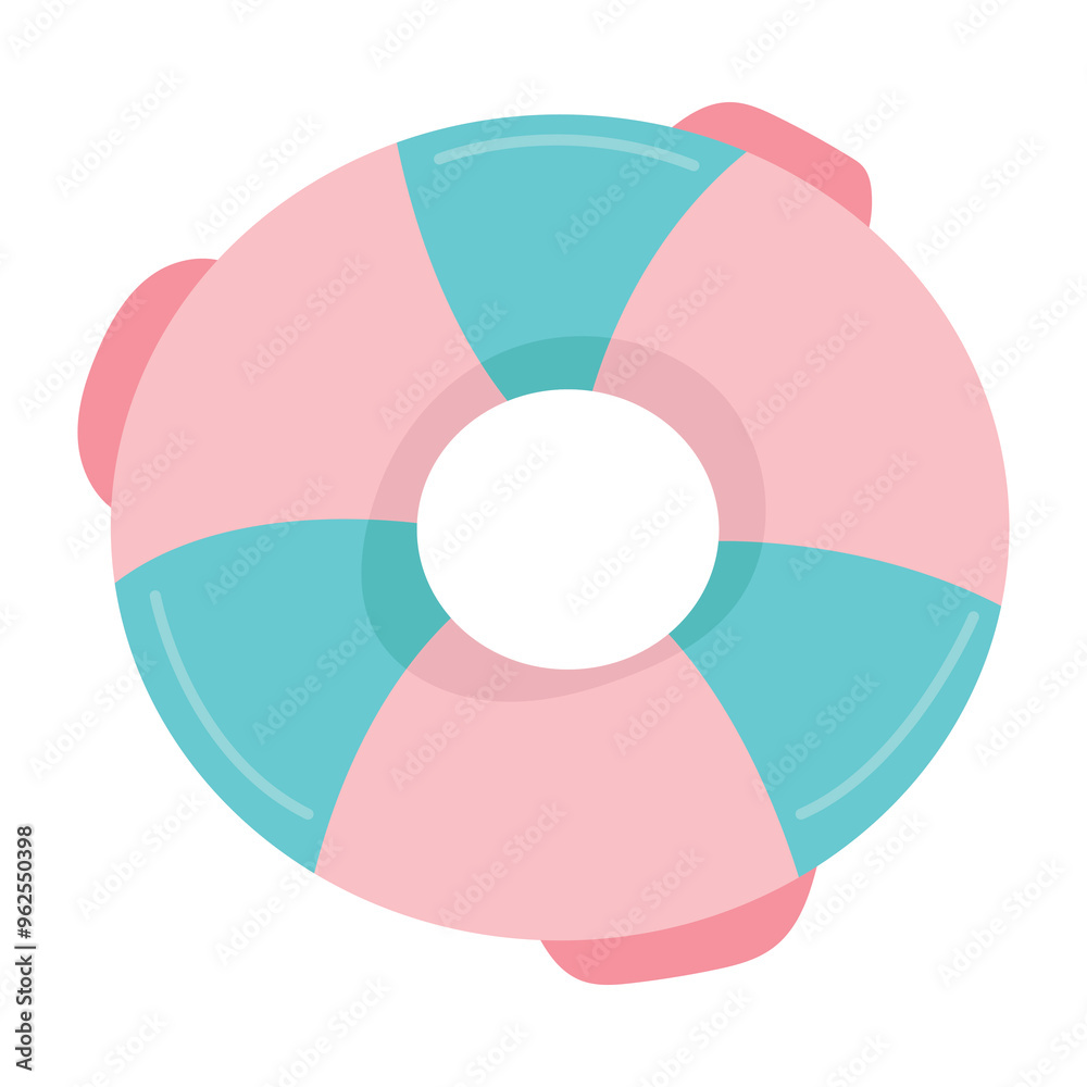 Obraz premium Inflatable pool float swimming ring vector art, lifebuoy ring icon flat illustration, rubber swim ring float aid, summer water and beach theme