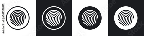 Fingerprint line icon vector illustration set.