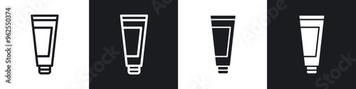 Cream tube line icon vector illustration set.