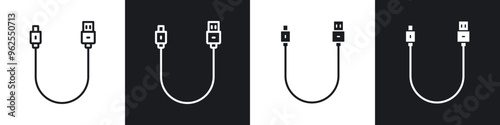 USB cable line icon vector illustration set.