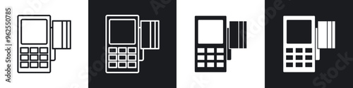 POS system line icon vector illustration set.