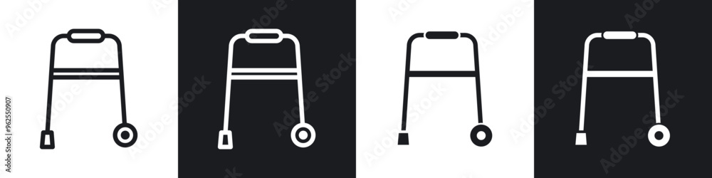 Walker line icon vector illustration set. Walker line icon vector illustration set.