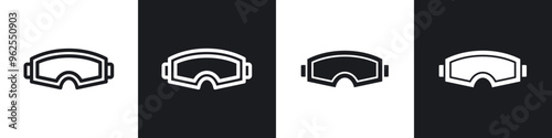 Ski goggles line icon vector illustration set.