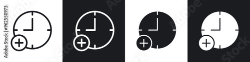 Extra hours line icon vector illustration set.